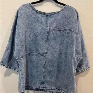 SHEIN Light Wash Denim Boxy Pullover Top